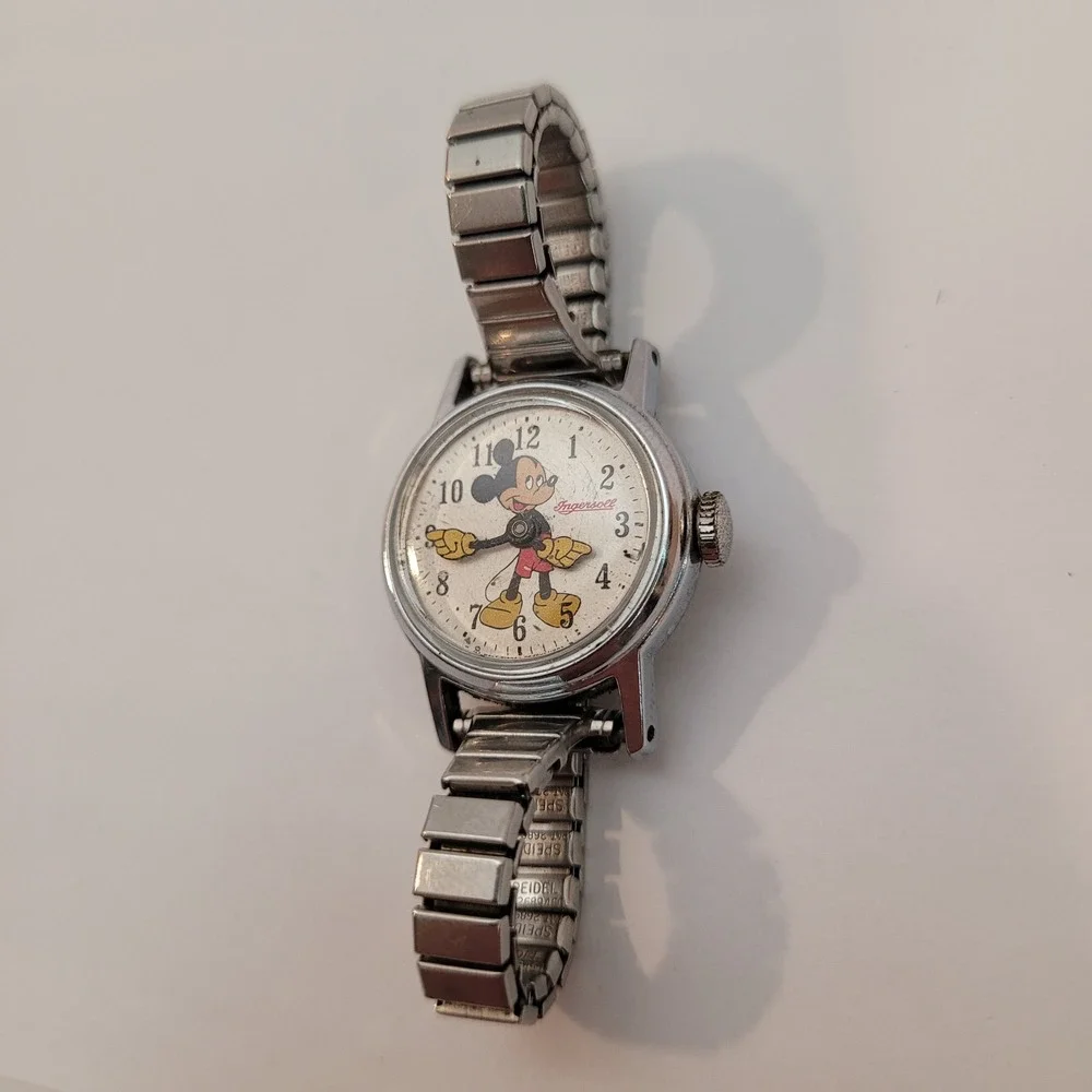 Timex Ingersoll Mickey Mouse Watch Spare Repair Vintage Manual Wind Speidel Band